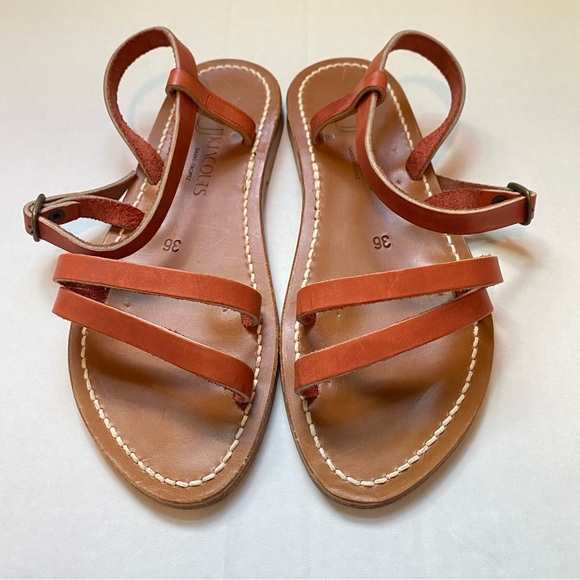 K Jacques Erka Leather Flat Sandals In Terracotta - Picture 1 of 9